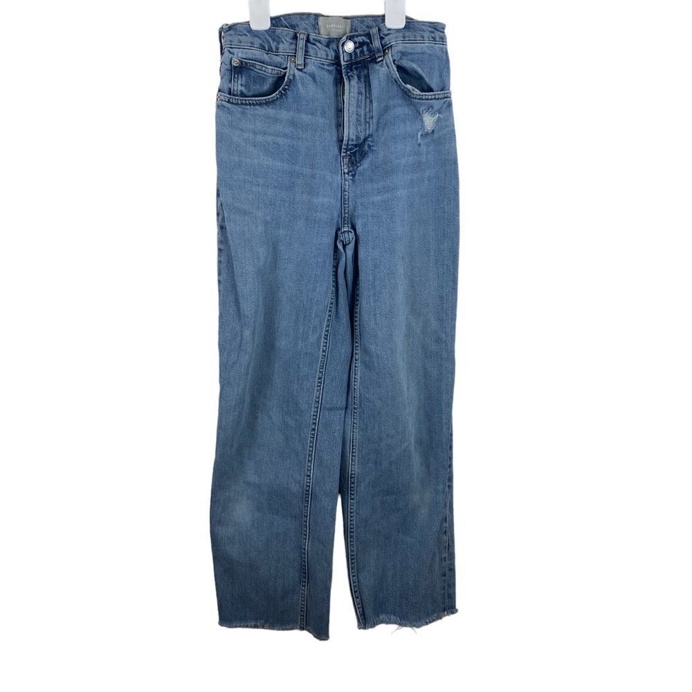 Everlane The Way High Jeans Distressed Hem Straight Wide Leg